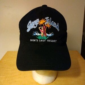 Vintage 90s Gary's Island New Port Beach Black and Tan Adjustable Dad Hat